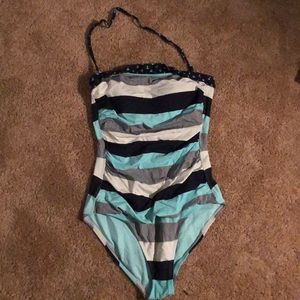Vineyard Vines Blue Striped One Piece Bathing Suit